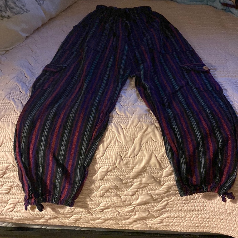 Striped Pants, L (adjustable to S-M), Violet/Purple tonalities + Black/White. :)